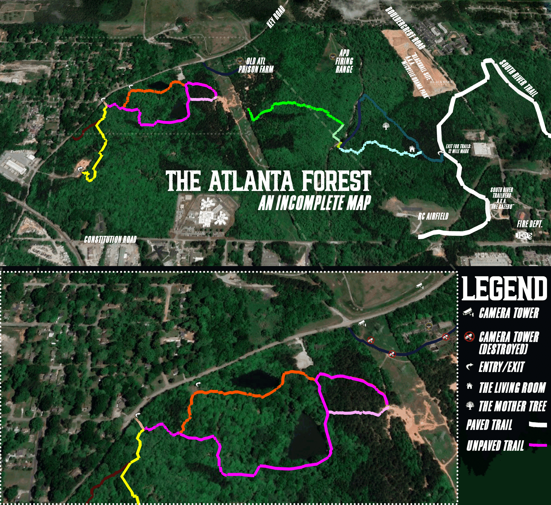 Map of the tract of forest bounded by Constitution, Key, and Bouldercrest roads.