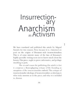 Insurrectionary Anarchism as Activism